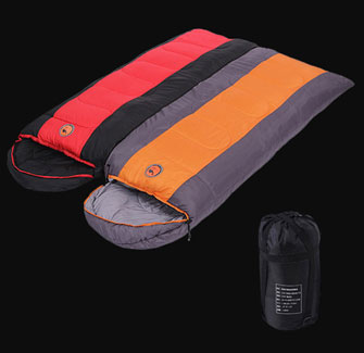 PUSH! 登山戶外用品 全開式可拼接帶帽帶防風領圍210T加厚優質綿四季睡袋 (一入）
