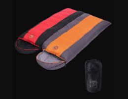 PUSH! 登山戶外用品 全開式可拼接帶帽帶防風領圍210T加厚優質綿四季睡袋 (一入）