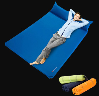 PUSH!登山戶外用品 雙人枕頭帶自動充氣墊睡墊防潮墊床墊加大版