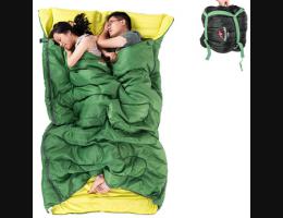 PUSH! 登山戶外用品 加寬加厚保暖雙人帶枕頭四季睡袋P85