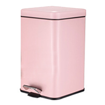 PUSH! 居家生活用品 colourful液壓緩降正方型垃圾桶 置物桶 6升(L)I23粉色