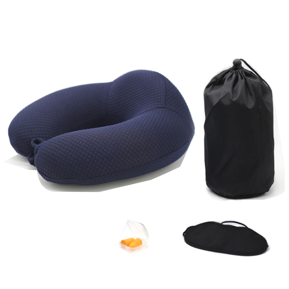 PUSH!旅遊用品U型枕慢回彈記憶棉飛機枕旅行枕午休枕頭枕記憶枕(套裝)S62