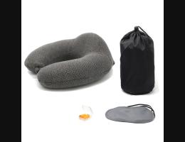 PUSH!旅遊用品U型枕慢回彈記憶棉飛機枕旅行枕午休枕頭枕記憶枕(套裝)S62