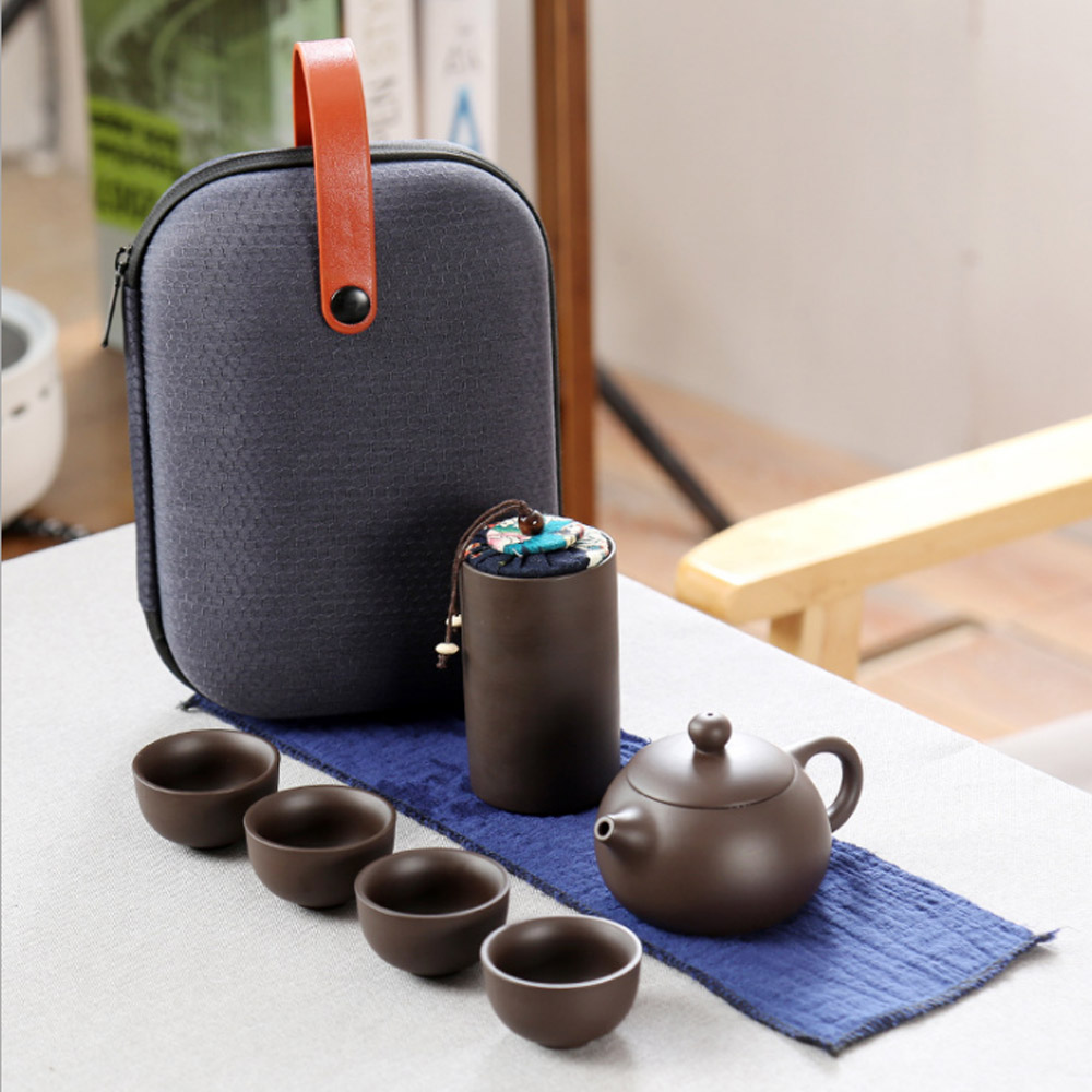 茶具旅行茶具便攜包快客杯一壺四杯紫砂功夫旅遊茶壺套裝D211