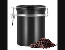 PUSH!居家生活用品304不銹鋼咖啡豆密封罐排氣閥密封儲物罐茶葉罐乾果咖啡罐帶勺I90