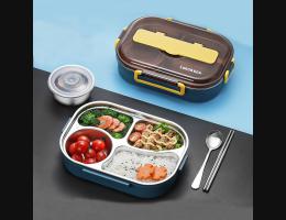 PUSH!餐具用品316不銹鋼便當飯盒密封卡扣學生午餐盒保溫帶湯碗飯盒E176