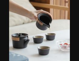 PUSH! 喝茶品茗茶具可攜式戶外泡茶壺茶杯快客杯功夫茶具收納盒套裝T04