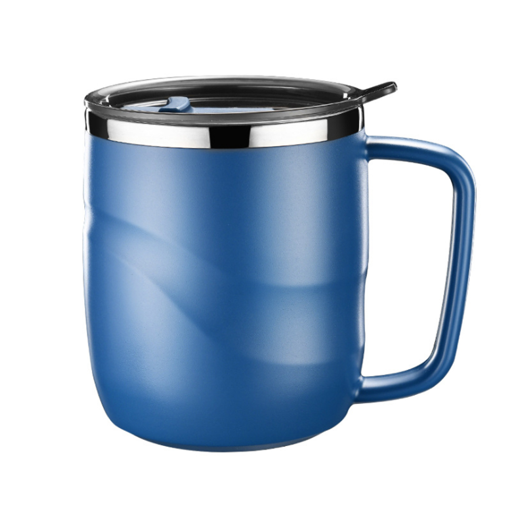PUSH!餐具廚房用品 304不銹鋼馬克杯辦公室杯子防燙咖啡杯保溫水杯E167-1藍色