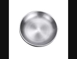PUSH!廚房餐廳用品304不銹鋼盤子水果沙拉盤圓形雙層深盤西餐牛排餐盤菜盤22CM  E182