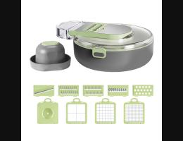 PUSH!廚房用品九合一切菜器切丁切片帶瀝水籃擦絲切片機多功能切菜器D326